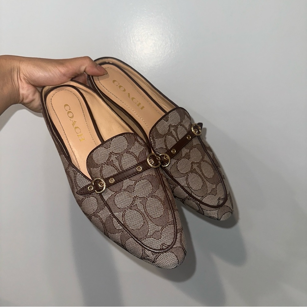 Coach Tan and Brown Mules